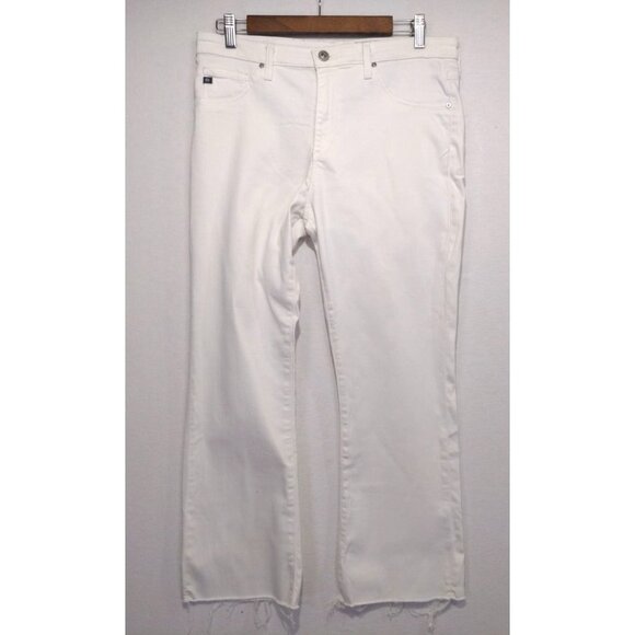 Adriano Goldschmied Women's The Jodi Crop High-Rise Slim Flare Crop White Sz 31R - Picture 1 of 11